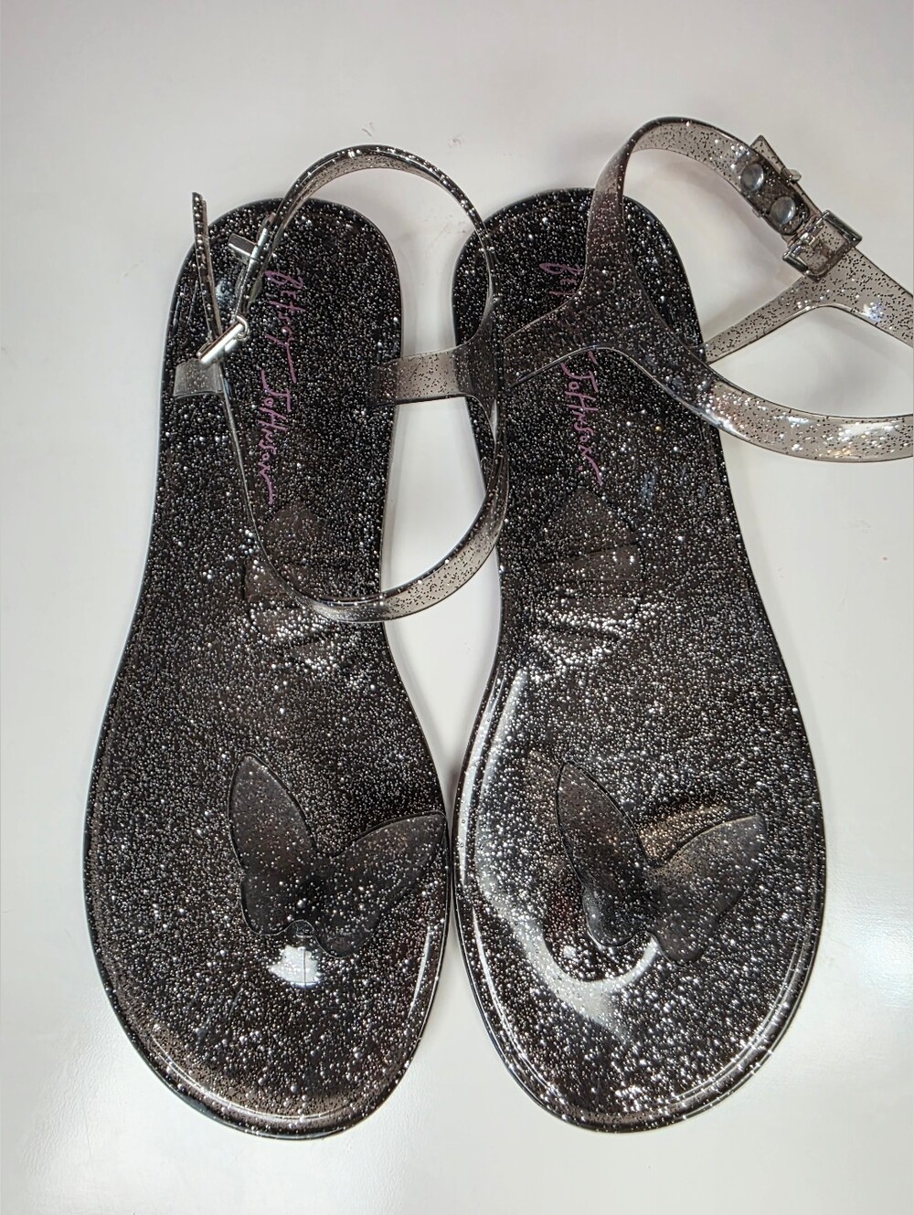 Betsey Johnson Glitter Butterfly Jelly Sandals EU 38